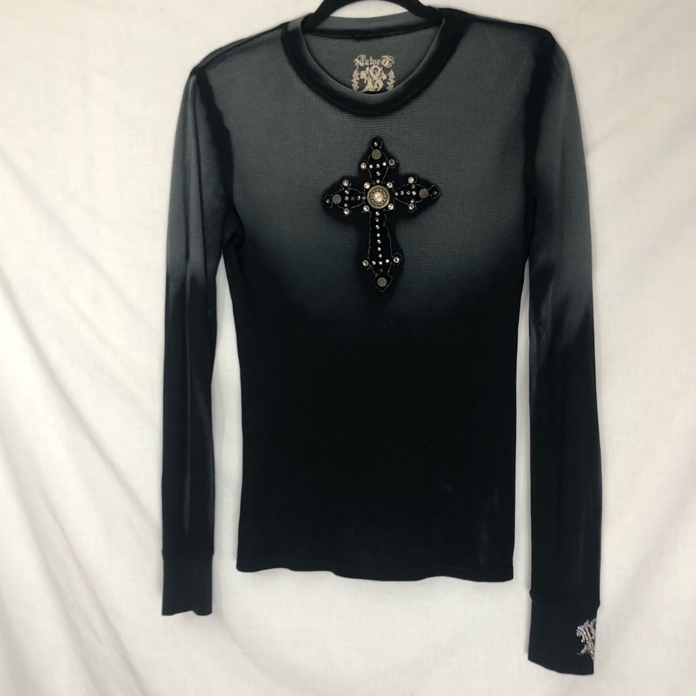 Velved Stone Long Sleeve Shirt top ombre cross large
